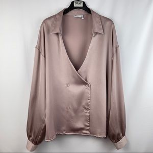 ASOS Design Satin Blush Wrap Top